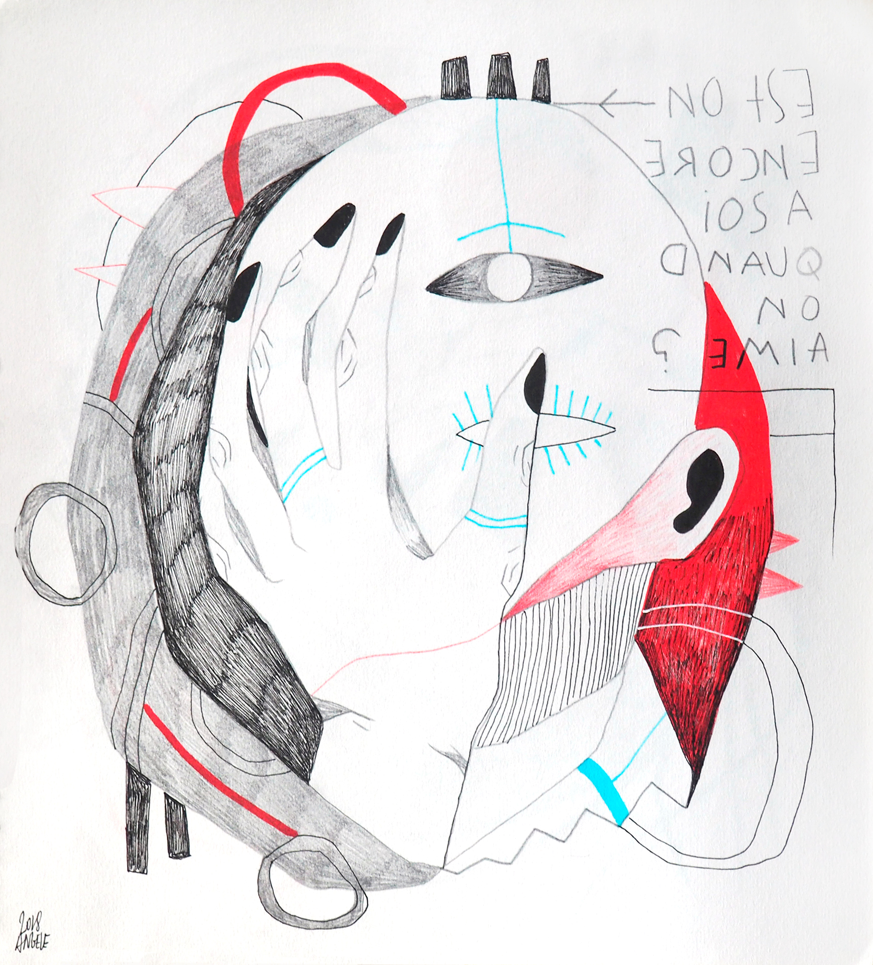 Encore à soi // 24x26,3 cm, technique mixte sur papier