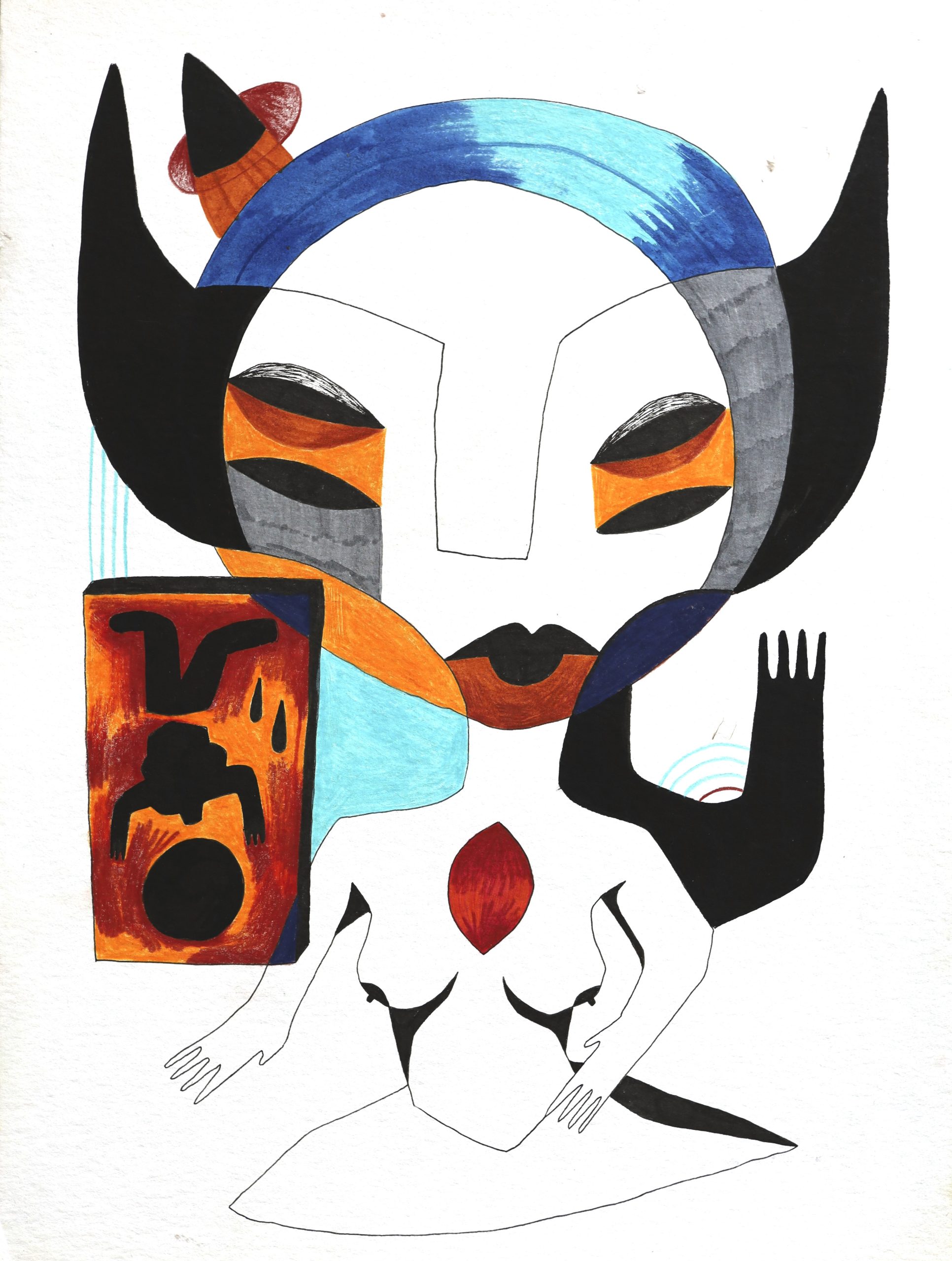Déjeuner au cimetière // 30x40 cm, encre & crayon sur papier épais.
